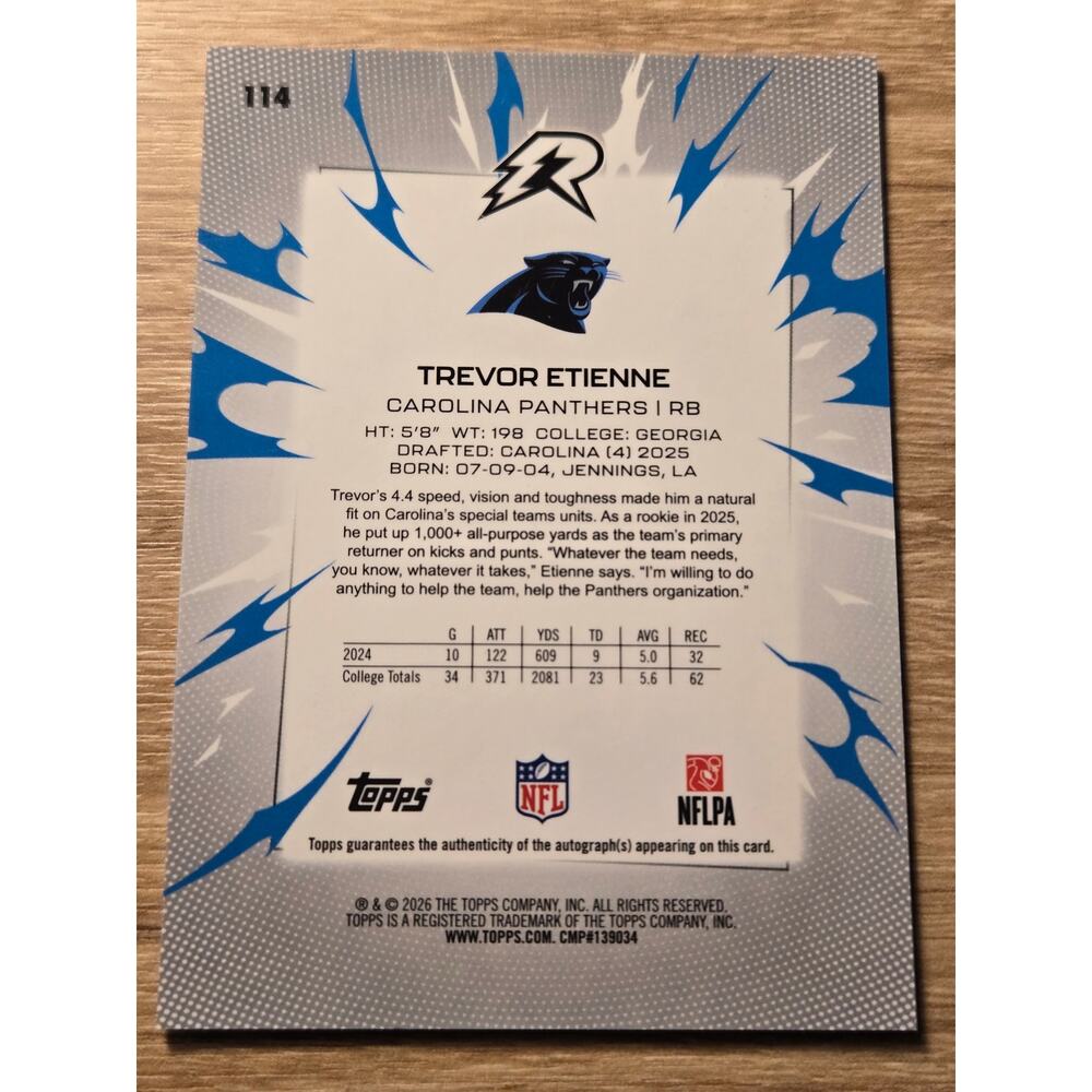 2026 Topps Resurgence Trevor Etienne RC Auto /125 #114 Panthers Rookie - Picture 2 of 10